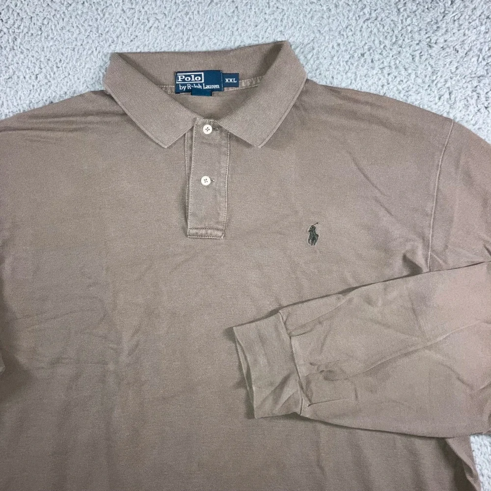 Ralph Lauren Polo Shirt Men 2XL Pony Long Sleeve Neutral Minimalist Basic Casual